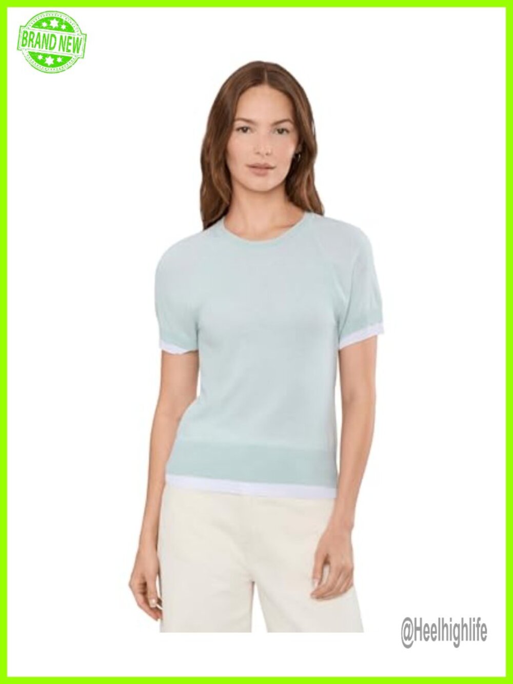 Vince Double Layer Raglan Short Sleeve Crew T-Shirt Fitted